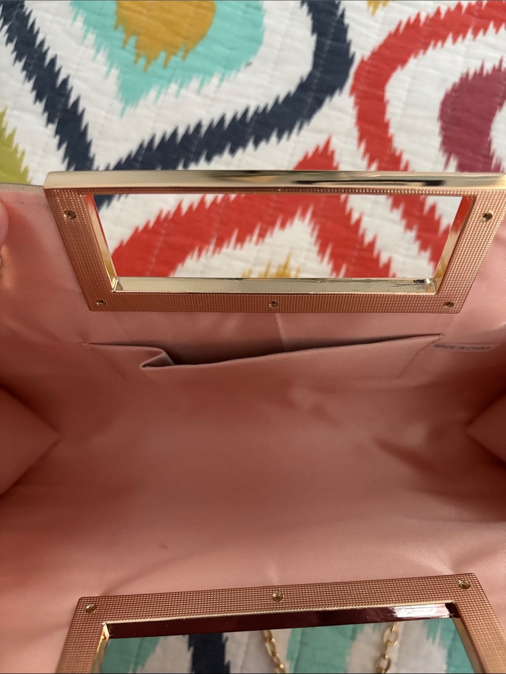 Metallic Rose Gold Clutch with Chain Strap - Picture 5 of 6